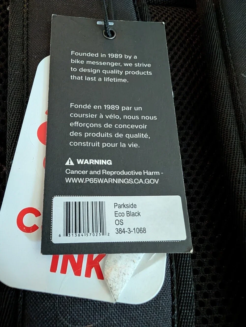 Timbuk2 Parkside Eco Black Backpack Company Logo Bag